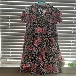 SHEIN Floral Black and Pink Dress